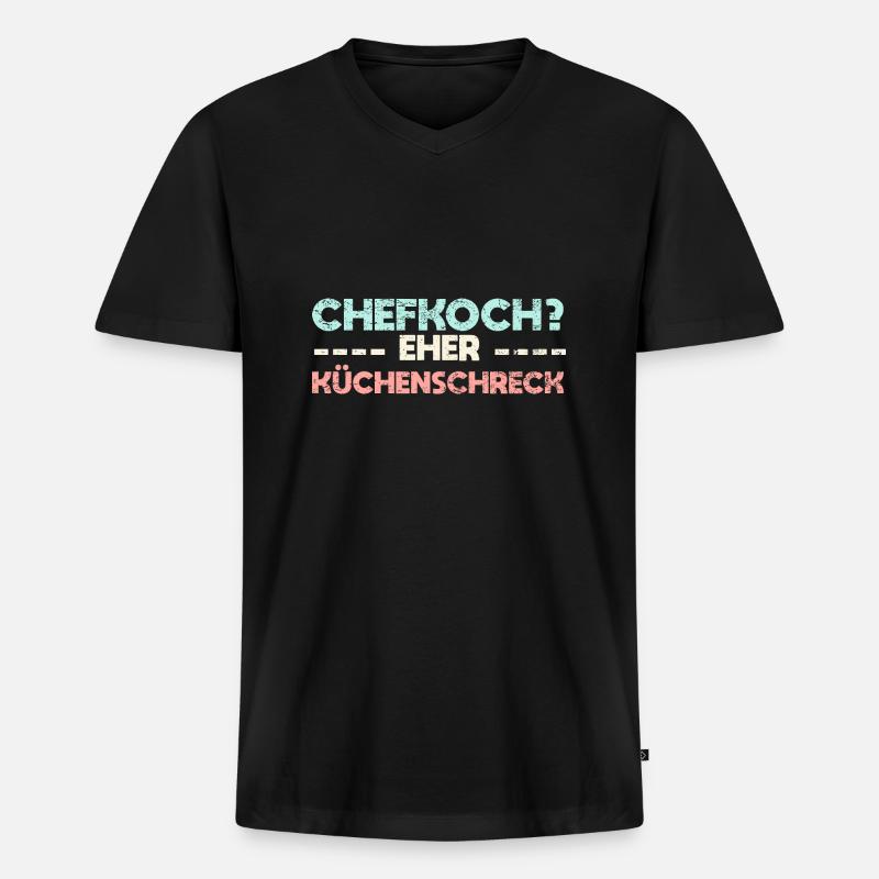 Chefkoch? Eher Küchenschreck - Männer Premium Bio T-Shirt mit V-Ausschnitt - Schwarz