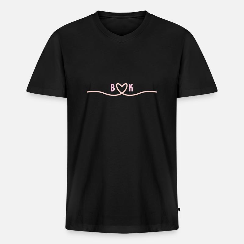 Liebe von B&K - Männer Premium Bio T-Shirt mit V-Ausschnitt - Schwarz