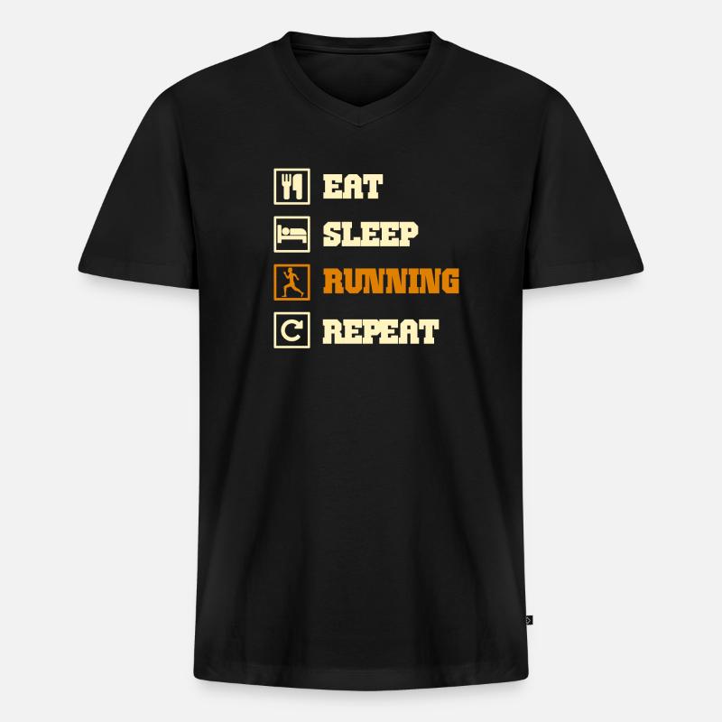running - Männer Premium Bio T-Shirt mit V-Ausschnitt - Schwarz