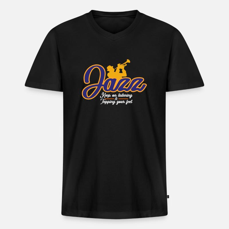 Jazz - Männer Premium Bio T-Shirt mit V-Ausschnitt - Schwarz