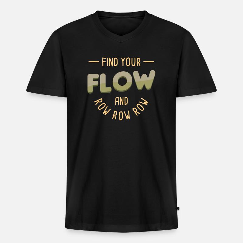 Row Row Row - Männer Premium Bio T-Shirt mit V-Ausschnitt - Schwarz