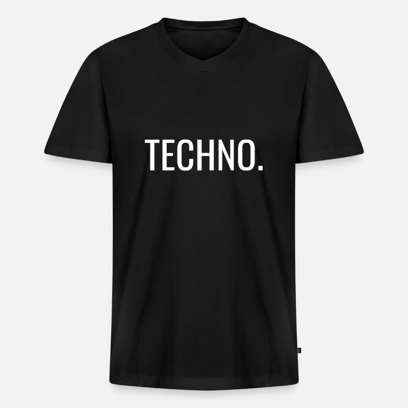 Techno. - Männer Premium Bio T-Shirt mit V-Ausschnitt - Schwarz