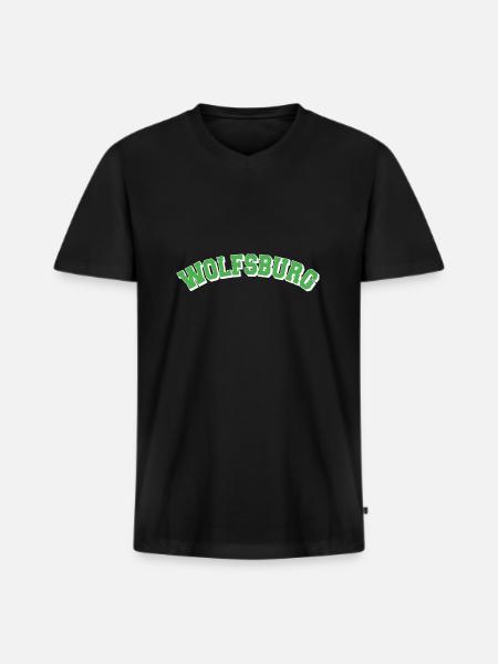 Wolfsburg College - Männer Premium Bio T-Shirt mit V-Ausschnitt - Schwarz