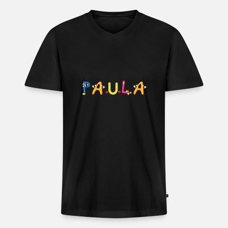 Paula - Männer Premium Bio T-Shirt mit V-Ausschnitt - Schwarz