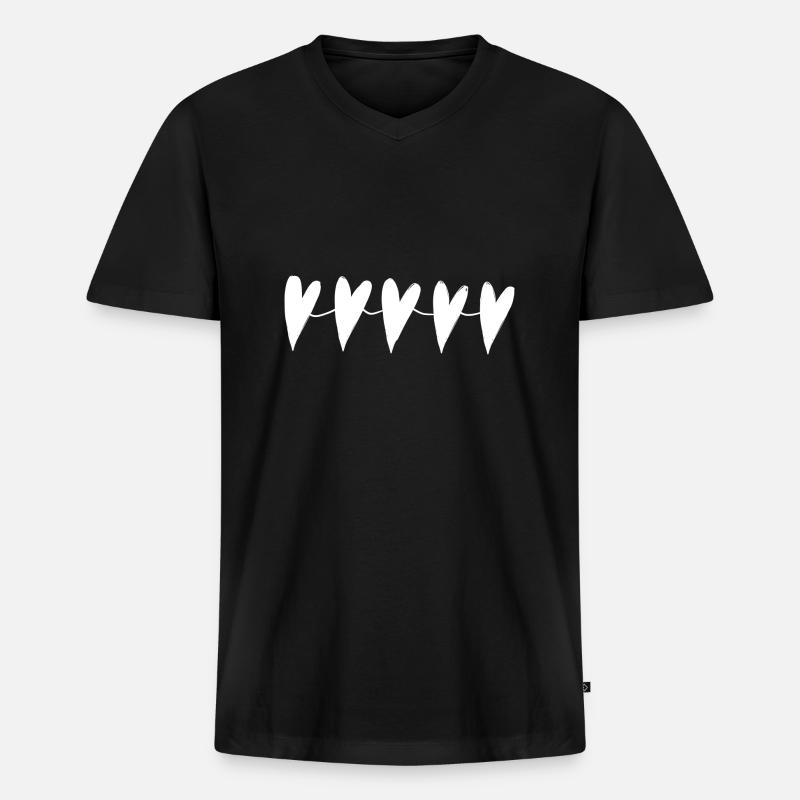 herzen herz - Männer Premium Bio T-Shirt mit V-Ausschnitt - Schwarz