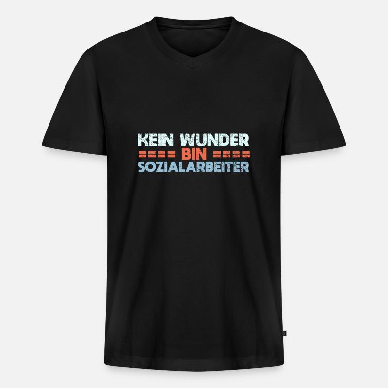 Kein Wunder, Bin Sozialarbeiter - Männer Premium Bio T-Shirt mit V-Ausschnitt - Schwarz