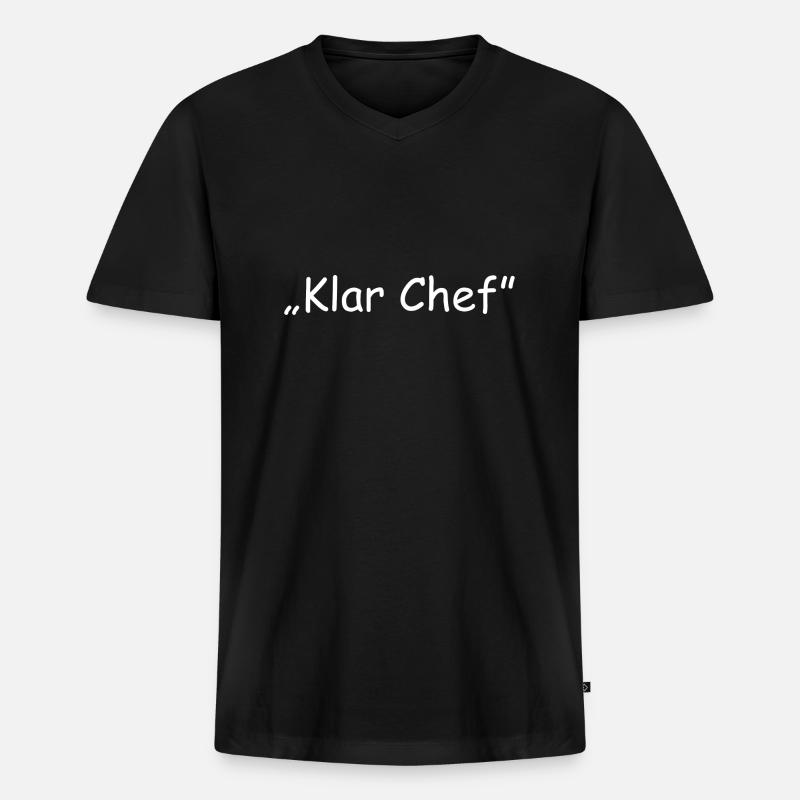 Klar Chef - Männer Premium Bio T-Shirt mit V-Ausschnitt - Schwarz