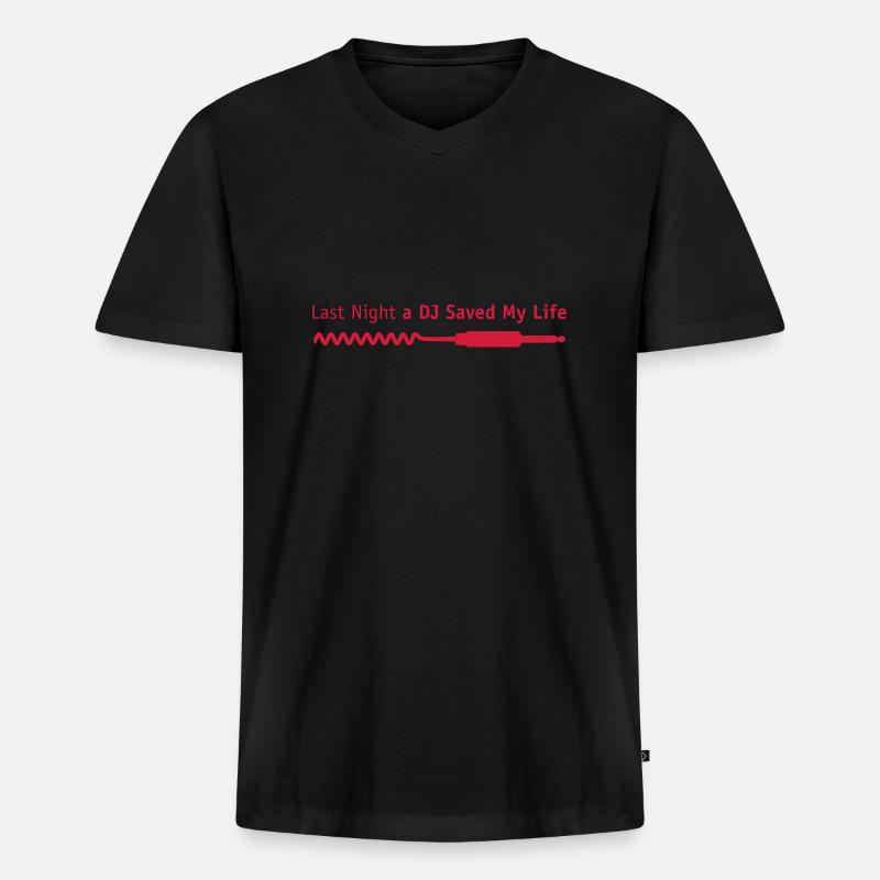 dj - Männer Premium Bio T-Shirt mit V-Ausschnitt - Schwarz