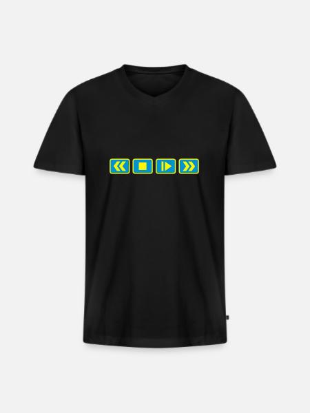 play_button_2_f2 - Männer Premium Bio T-Shirt mit V-Ausschnitt - Schwarz