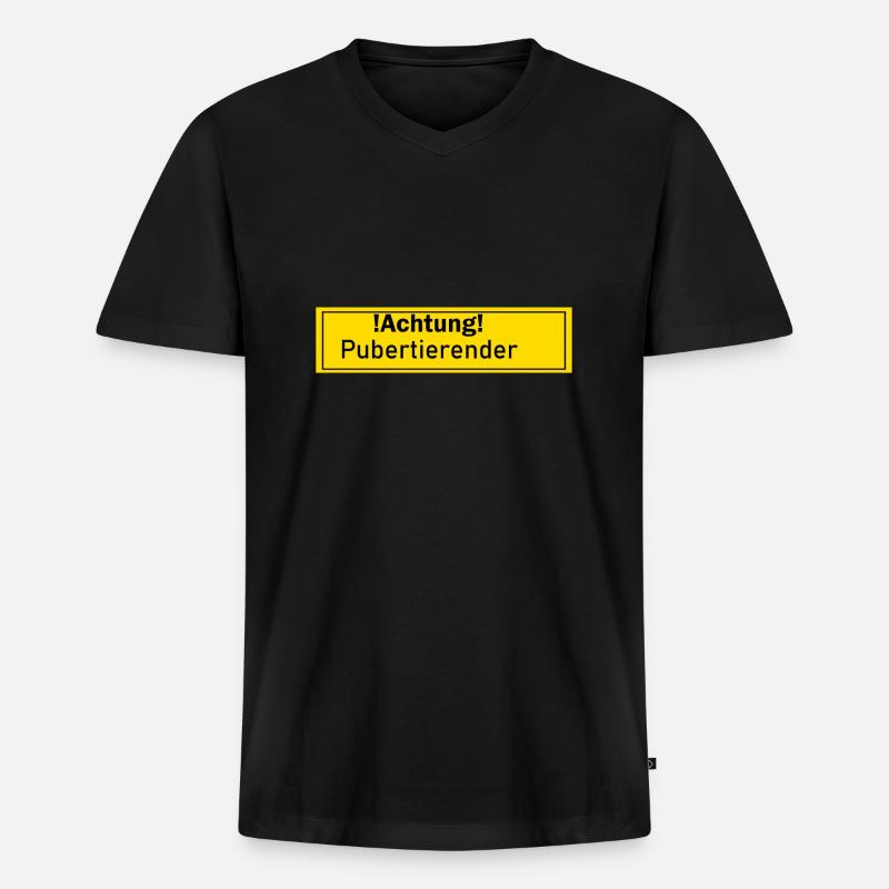 Pubertierender Pubertät Geschenk Geschenkidee Mann - Männer Premium Bio T-Shirt mit V-Ausschnitt - Schwarz