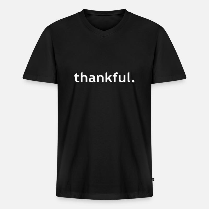 Dankbar - Männer Premium Bio T-Shirt mit V-Ausschnitt - Schwarz