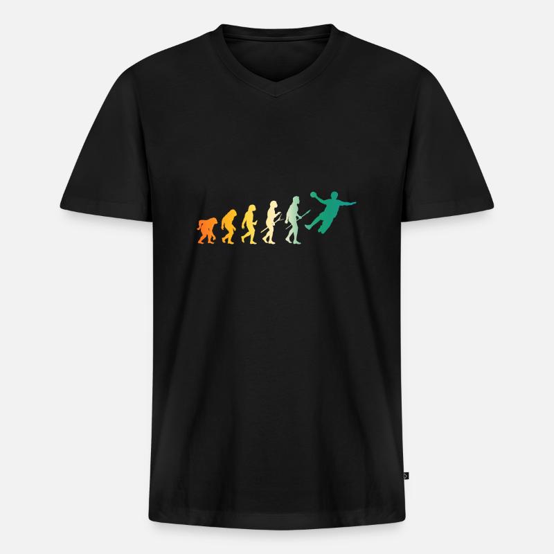 Handballer Evolution Handball - Männer Premium Bio T-Shirt mit V-Ausschnitt - Schwarz