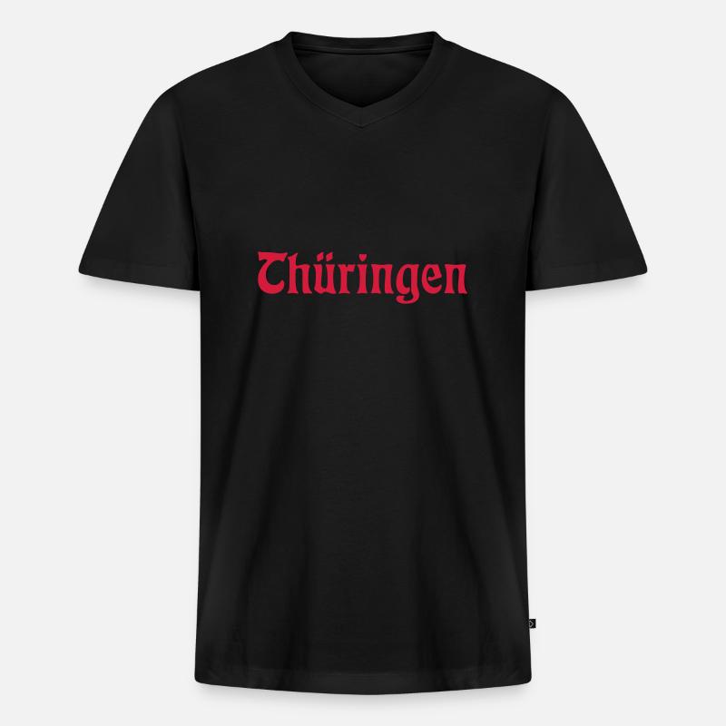 Thüringen, Thueringen - Männer Premium Bio T-Shirt mit V-Ausschnitt - Schwarz