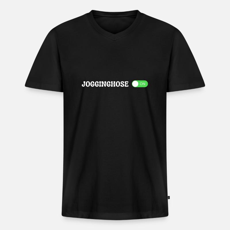 Jogginghose on - Männer Premium Bio T-Shirt mit V-Ausschnitt - Schwarz