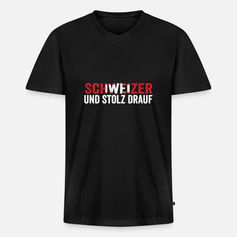 Schweizer Schweiz - Männer Premium Bio T-Shirt mit V-Ausschnitt - Schwarz