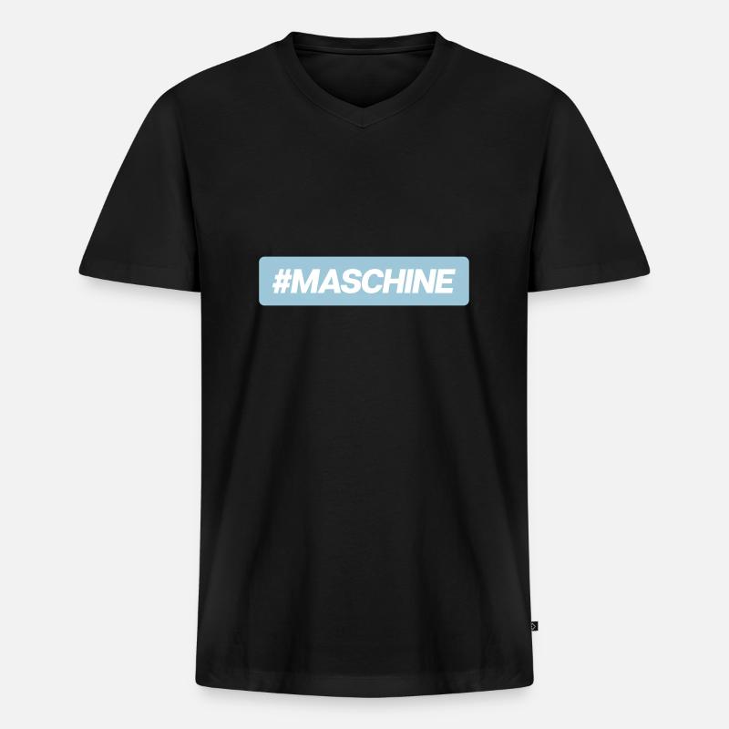 #Maschine - Männer Premium Bio T-Shirt mit V-Ausschnitt - Schwarz
