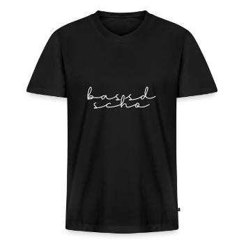 Bassd Scho Bayrischer Spruch - Männer Premium Bio T-Shirt mit V-Ausschnitt - Schwarz - Vorne - Nico (187cm)