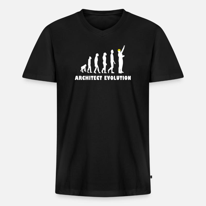 Architekt Evolution - Männer Premium Bio T-Shirt mit V-Ausschnitt - Schwarz