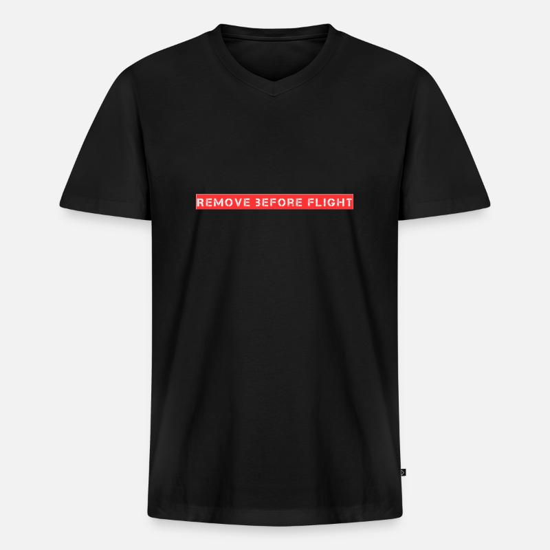 Remove before flight - Männer Premium Bio T-Shirt mit V-Ausschnitt - Schwarz