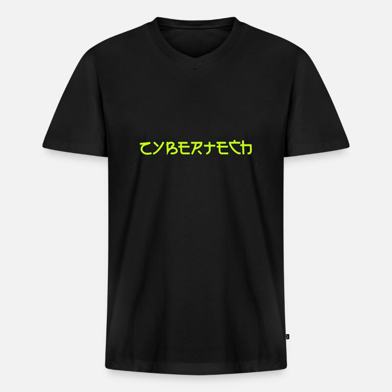Cybertech Technowear - Männer Premium Bio T-Shirt mit V-Ausschnitt - Schwarz