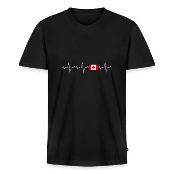 Kanada Herzschlag Ekg Nordamerika - Männer Premium Bio T-Shirt mit V-Ausschnitt - Schwarz - Vorne - Nico (187cm)