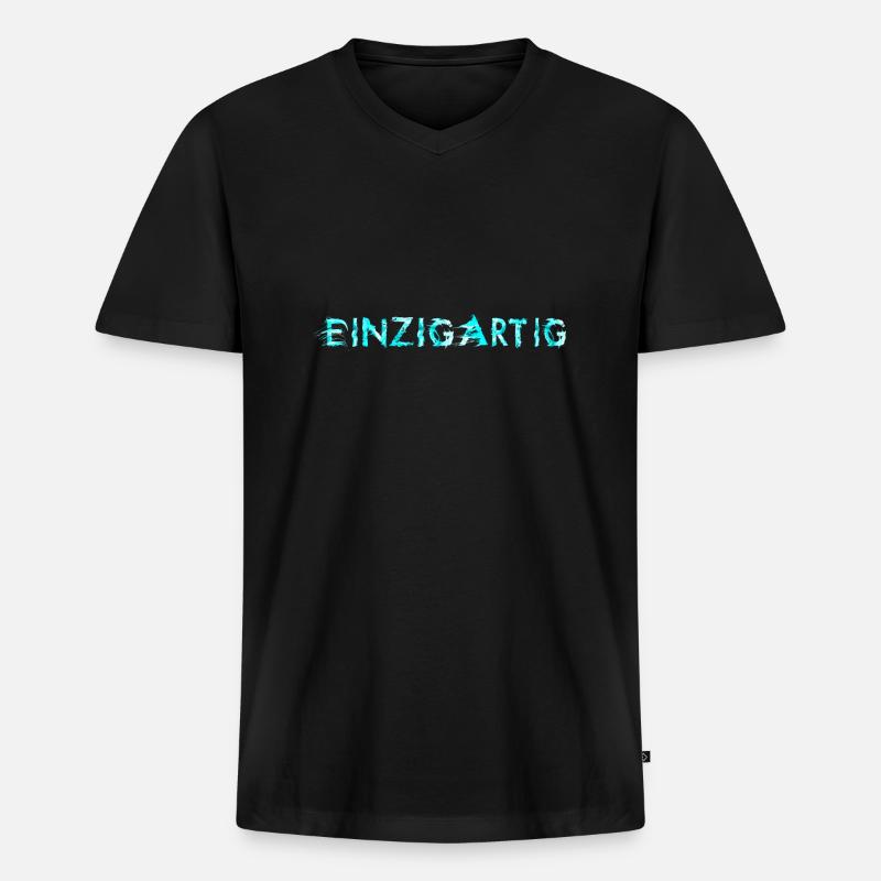 Einzigartig arctic blue - Männer Premium Bio T-Shirt mit V-Ausschnitt - Schwarz