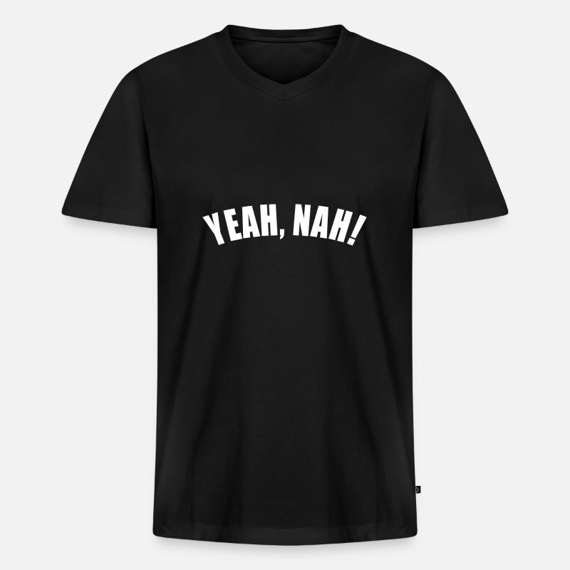 YEAH NAH! - Männer Premium Bio T-Shirt mit V-Ausschnitt - Schwarz
