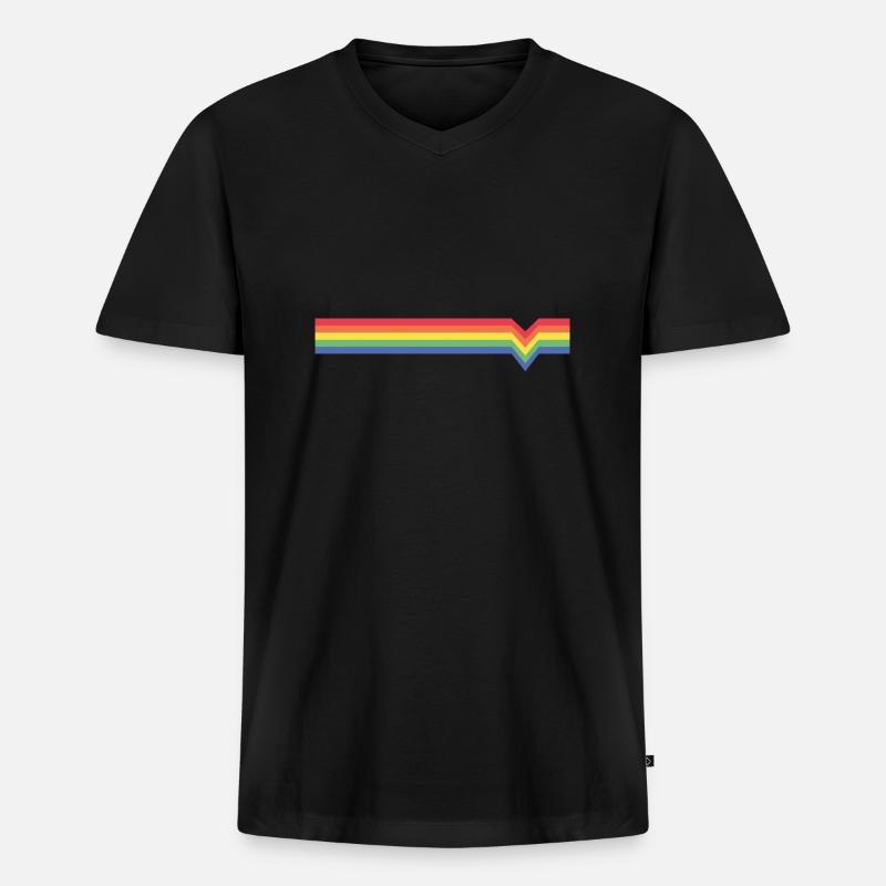 regenbogen - Männer Premium Bio T-Shirt mit V-Ausschnitt - Schwarz