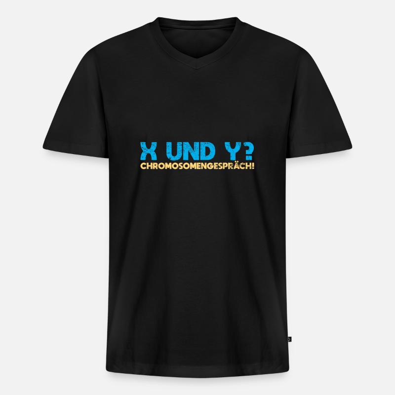 X Und Y? Chromosomengespräch! - Männer Premium Bio T-Shirt mit V-Ausschnitt - Schwarz