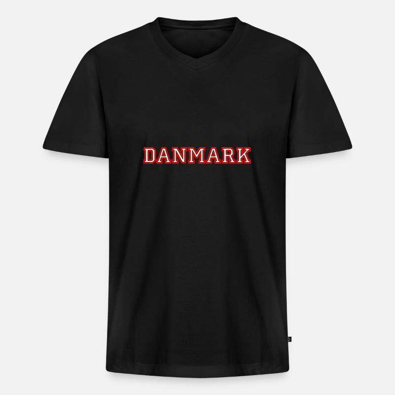 danmark - Männer Premium Bio T-Shirt mit V-Ausschnitt - Schwarz