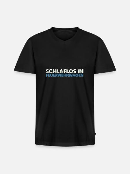 Schlaflos Im Feuerwehrwagen - Männer Premium Bio T-Shirt mit V-Ausschnitt - Schwarz