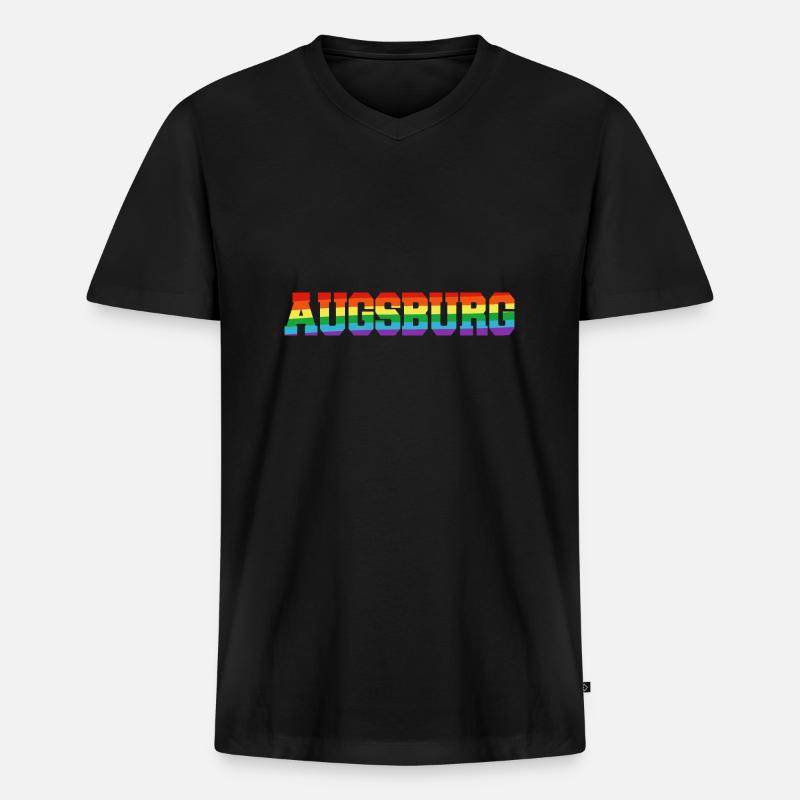 Augsburg Regenbogenfahne - Männer Premium Bio T-Shirt mit V-Ausschnitt - Schwarz