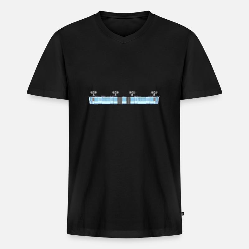 Schwebebahn lang pixelart - Männer Premium Bio T-Shirt mit V-Ausschnitt - Schwarz