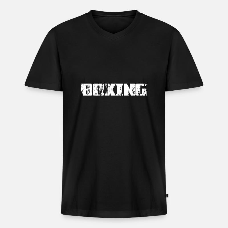 BOXING - Männer Premium Bio T-Shirt mit V-Ausschnitt - Schwarz