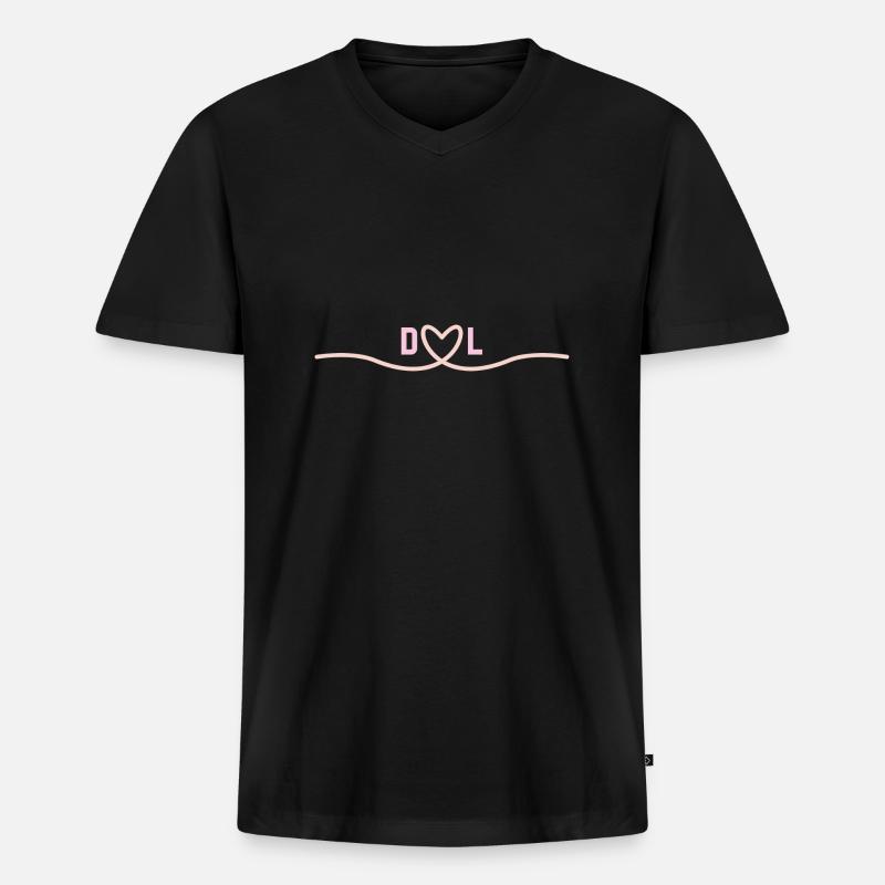 Liebe von D&L - Männer Premium Bio T-Shirt mit V-Ausschnitt - Schwarz