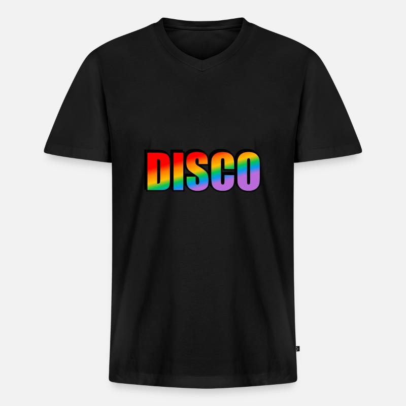 DISCO Gay Regenbogen Pride - Männer Premium Bio T-Shirt mit V-Ausschnitt - Schwarz