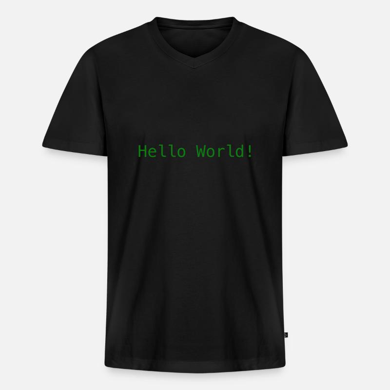 Hello World ! - Männer Premium Bio T-Shirt mit V-Ausschnitt - Schwarz