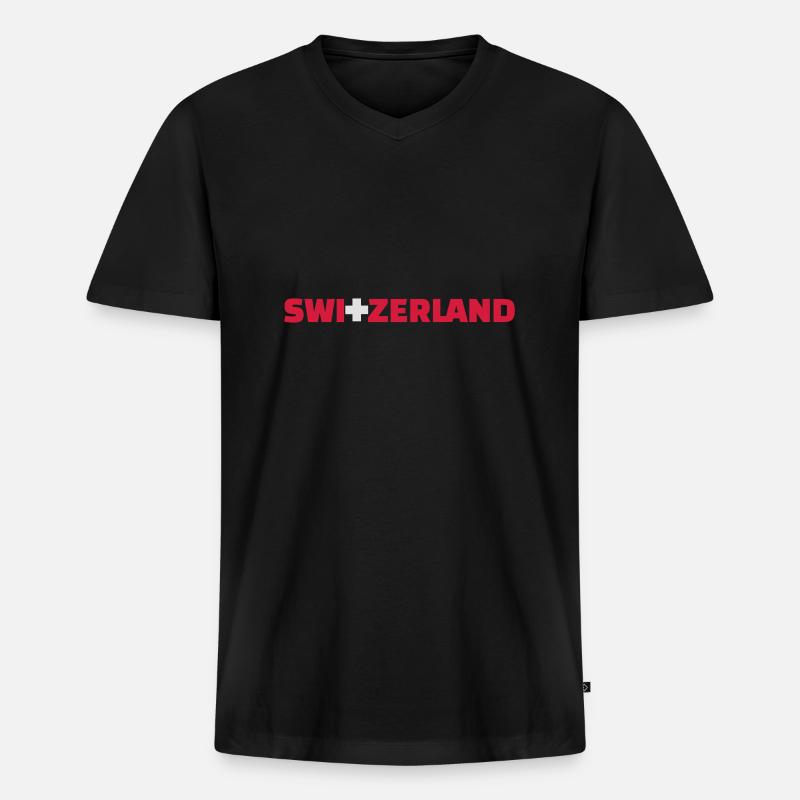 Schweiz - Männer Premium Bio T-Shirt mit V-Ausschnitt - Schwarz