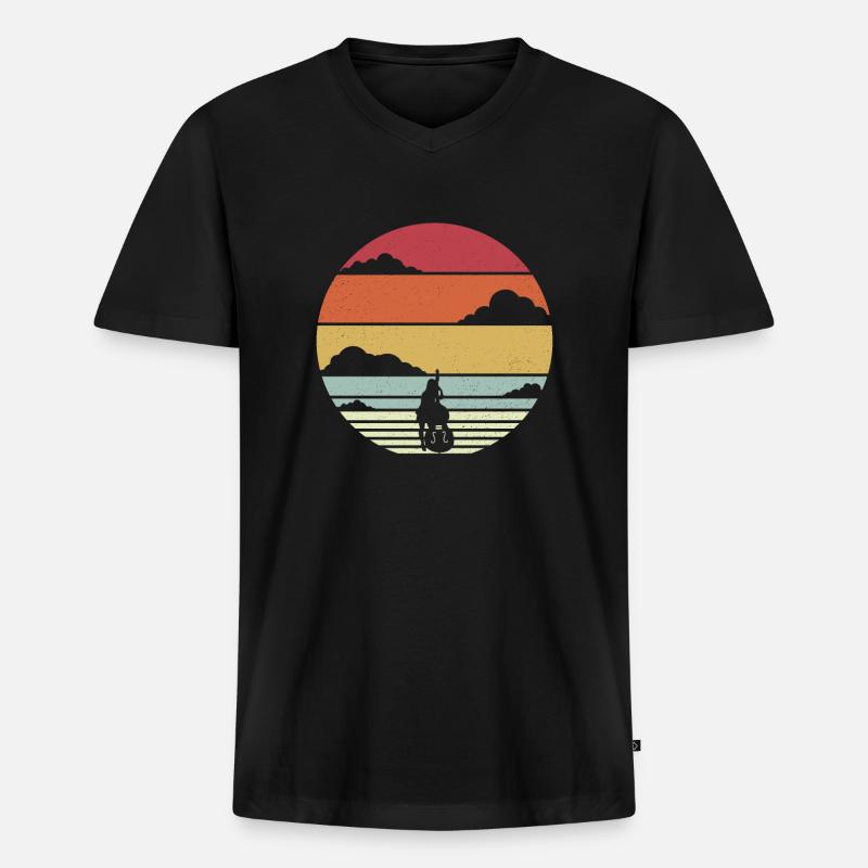Violoncelle de violoncelle rétro violoncelle - T-shirt encolure en V Premium bio Homme - noir