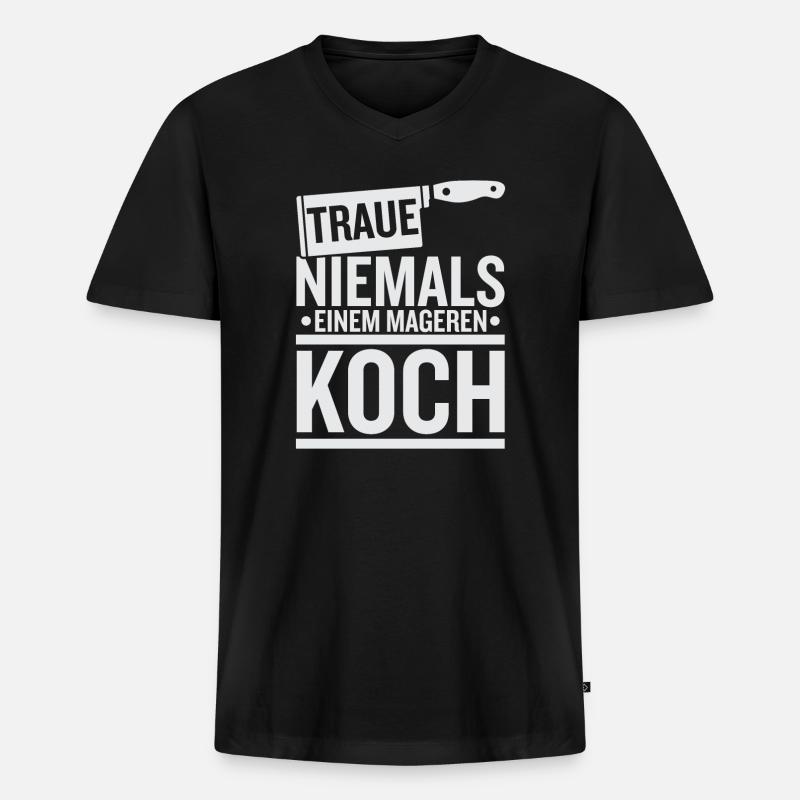 Kochkunst - Männer Premium Bio T-Shirt mit V-Ausschnitt - Schwarz
