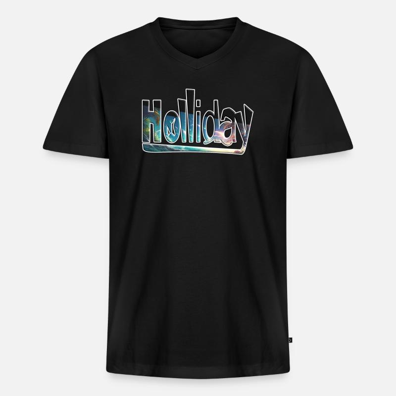 Holliday - Männer Premium Bio T-Shirt mit V-Ausschnitt - Schwarz