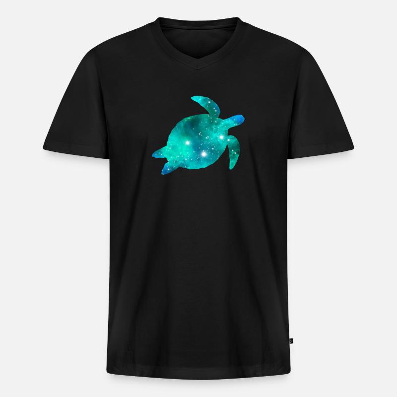 Galaxy Turtle - Männer Premium Bio T-Shirt mit V-Ausschnitt - Schwarz