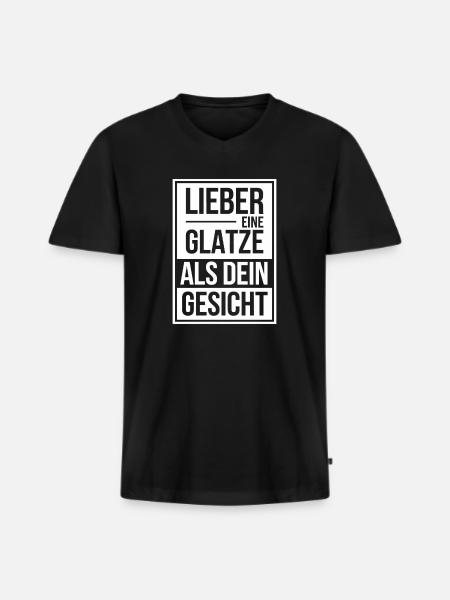 Frisur Glatze Haarausfall, Glatzenträger - Männer Premium Bio T-Shirt mit V-Ausschnitt - Schwarz