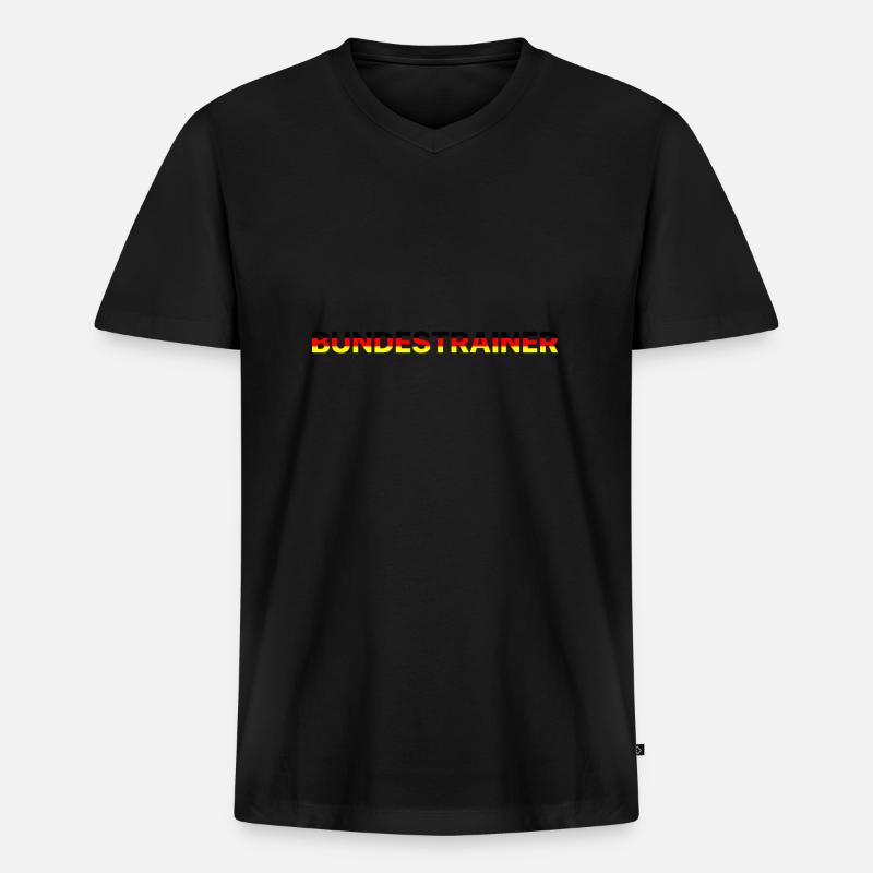Bundestrainer - Männer Premium Bio T-Shirt mit V-Ausschnitt - Schwarz