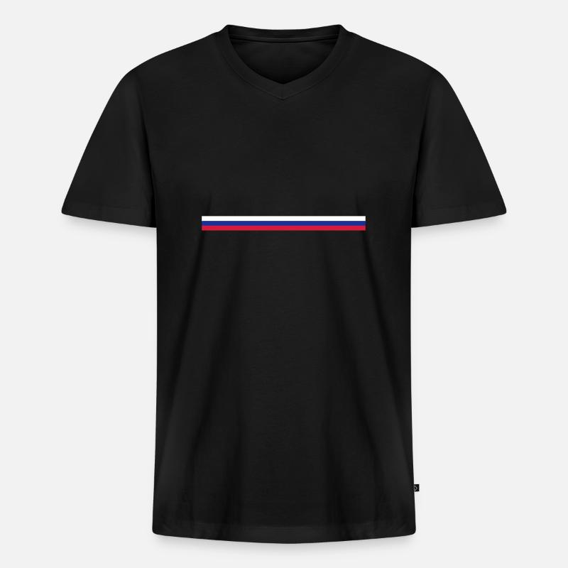 russland-small - Männer Premium Bio T-Shirt mit V-Ausschnitt - Schwarz