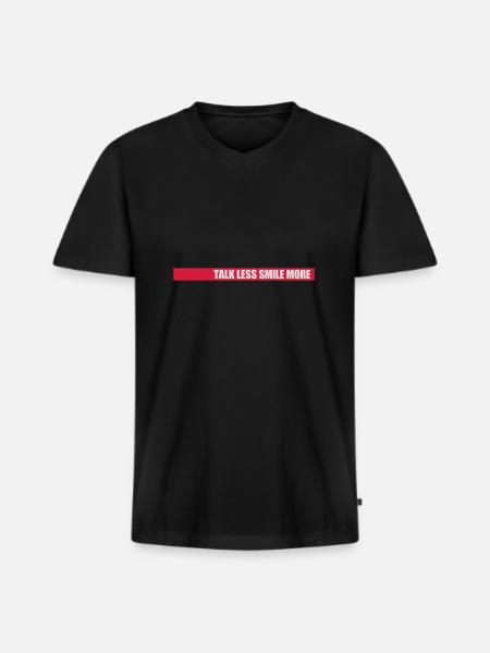 talk less smile more - Men's Premium Organic T-shirt with V-neck - black
