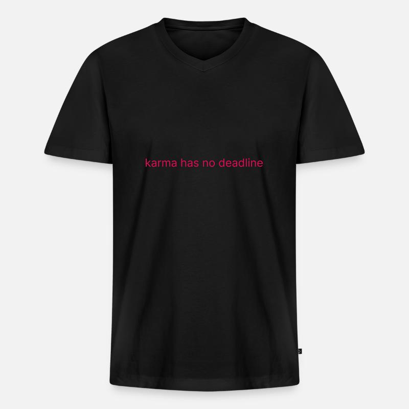 karma has no deadline - Männer Premium Bio T-Shirt mit V-Ausschnitt - Schwarz