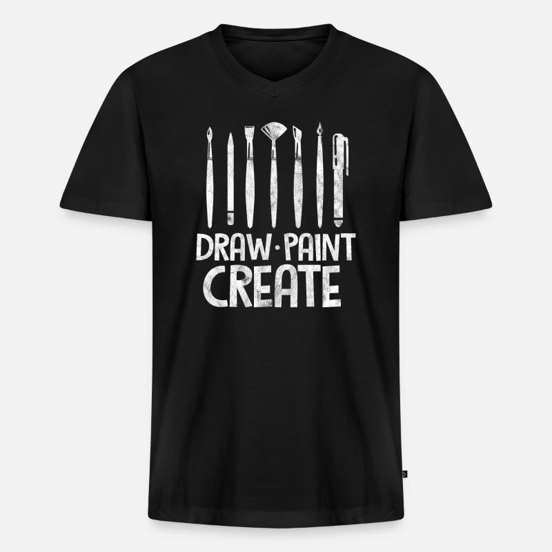 Malerei - Männer Premium Bio T-Shirt mit V-Ausschnitt - Schwarz