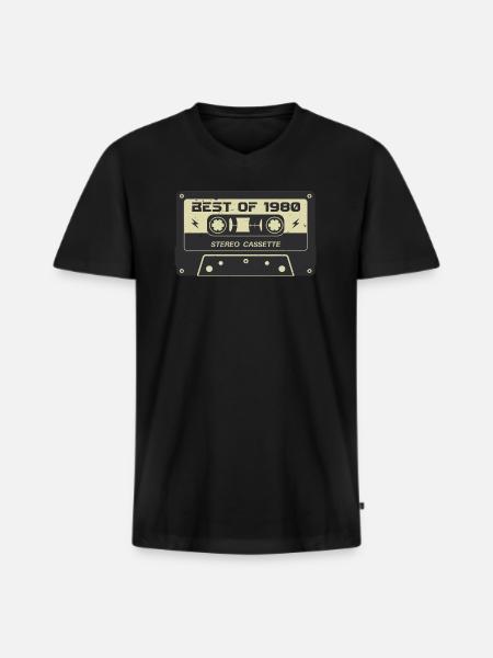 Retro cassette tape 1980's vintage 1980's birthday 1980's - Men's Premium Organic T-shirt with V-neck - black