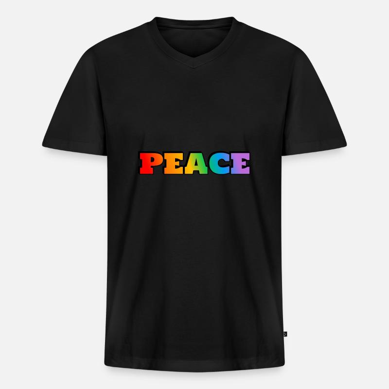Friedens-Regenbogen - Männer Premium Bio T-Shirt mit V-Ausschnitt - Schwarz